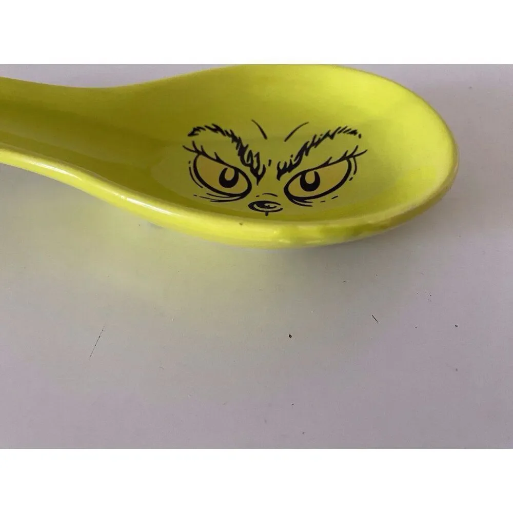 Dr Seuss How The Grinch Stole Christmas Ceramic Spoon Rest‎ Holiday Green NEW